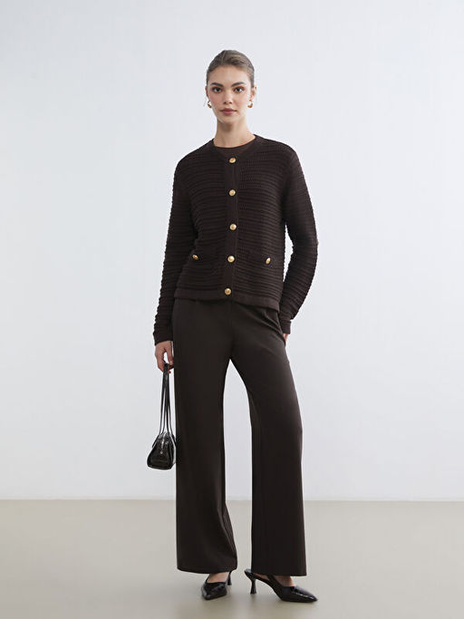 Loose Fit Geni? Pa?a Kad?n Pileli Pantolon