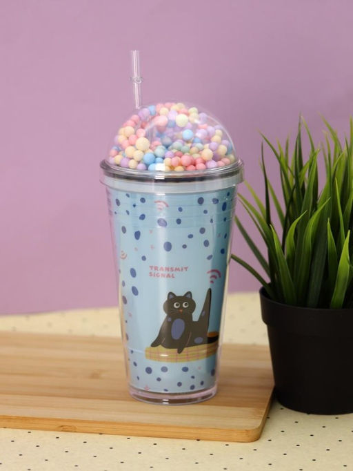 Тамблер iLikeGift "Yoga cat", blue (450 мл)