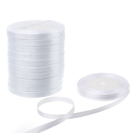Лента атласная декоративная 10 штук набор 25ярд х 1см / 001 /уп 80/белая - Галеонтрейд фото 3