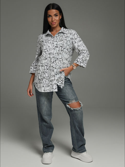 Жанетта туника женская (полоса синий) - Lovetex фото 110