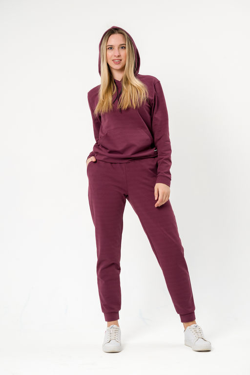 Костюм женский из худи и брюк из футера Кроссфит-2 брусника