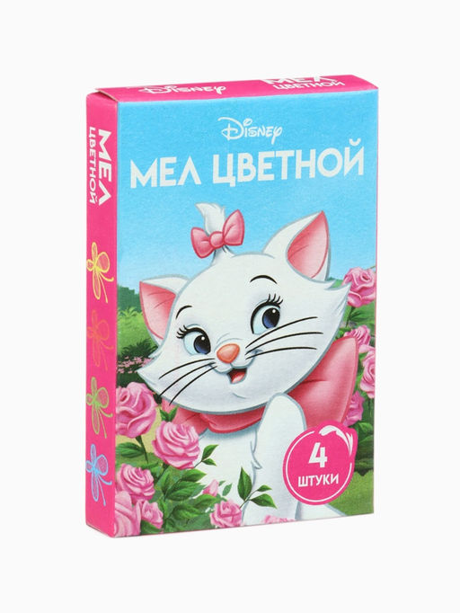 Цена за 8 шт. Мелки цветные школьные, 4 шт., Коты аристократы, прямоугольные - Disney фото 2