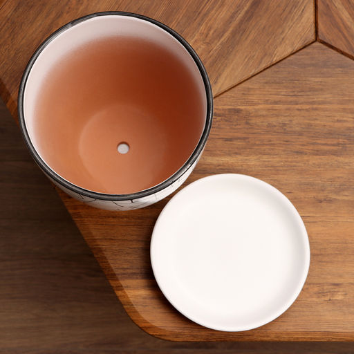 Горшок для цветов «Иллюзия», керамический, с поддоном, 5 л, белый с геометрическим орнаментом