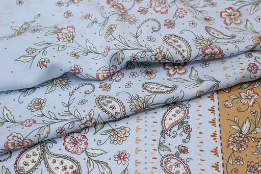 Штапель Премиум Нежные пейсли с каймой цв.голубой, СОРТ2, ш.1.45м, вискоза-100%, 120гр/м.кв - Купава фото 13