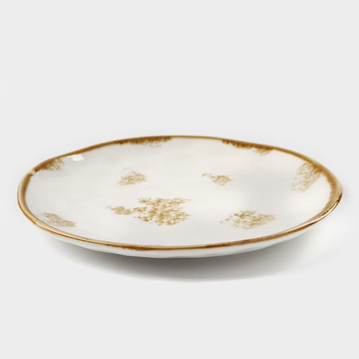 Тарелка фарфоровая Доляна Organic Gold, d=18 см, цвет белый  фото 2