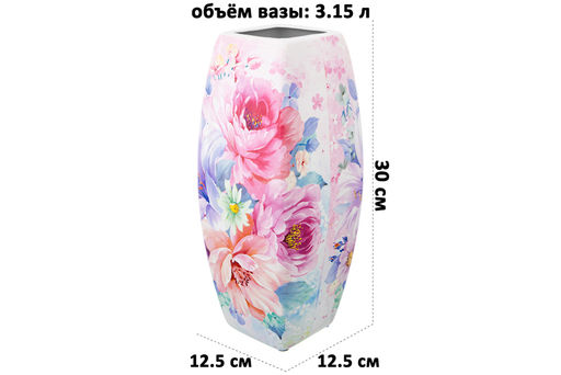 Ваза 3,15 л 12,5*12,5*30 см Акварель квадрат NEW BONE CHINA - Elan gallery фото 2
