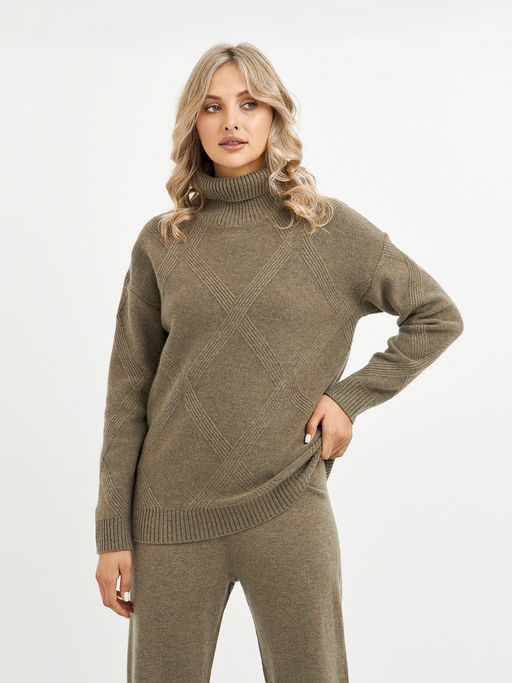 водолазка женская из шерсти с узором ромбы - Glenfield фото 5