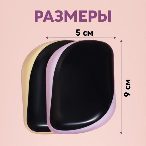 Цена за 2 шт. Расчёска массажная, с крышкой, 5 × 9 см, PVC-коробка, цвет МИКС