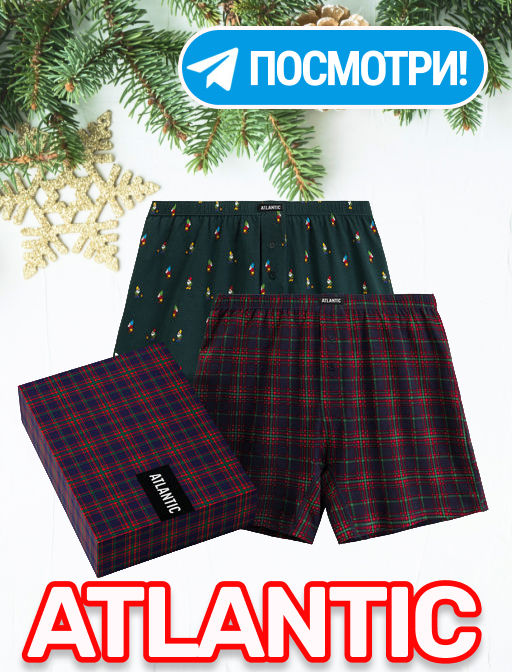 ATLANTIC 2GMB-013 Трусы боксеры Check - набор 2 шт. темно-зеленый + темно-синий  фото 10
