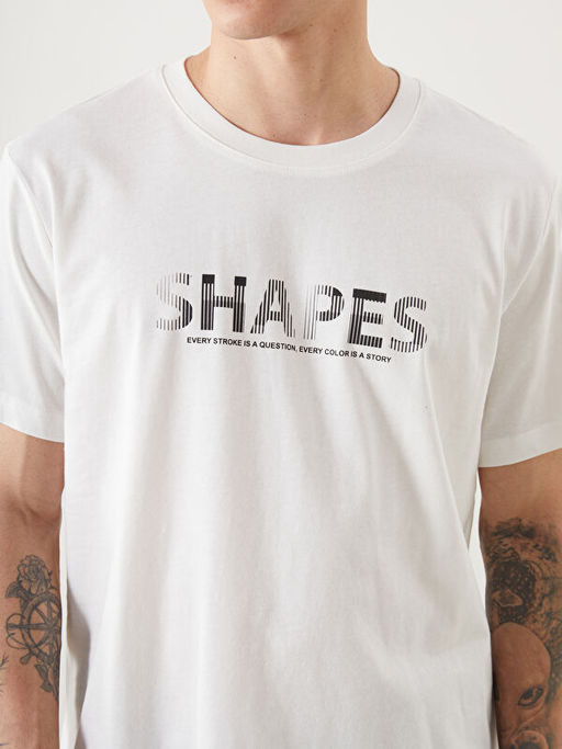 Bisiklet Yaka K?sa Kollu Bask?l? Penye Erkek Ti??rt