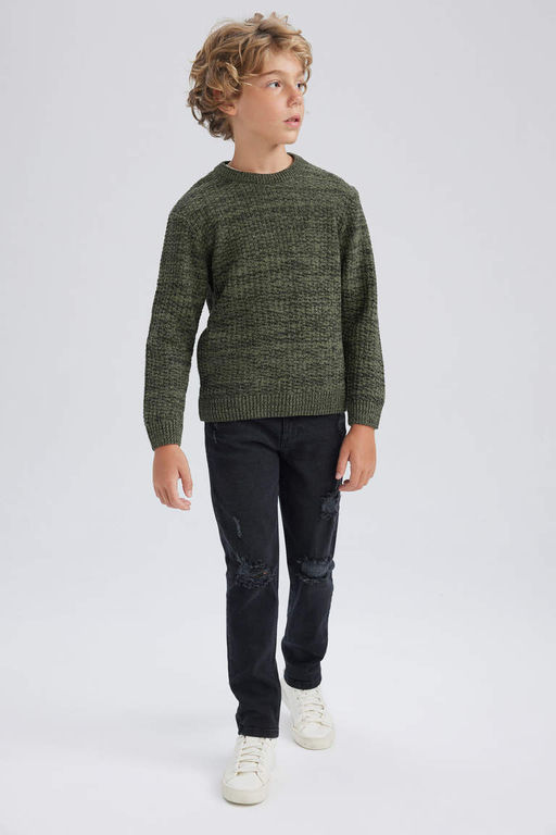 Свитер с круглым вырезом для мальчика - Defacto фото 2