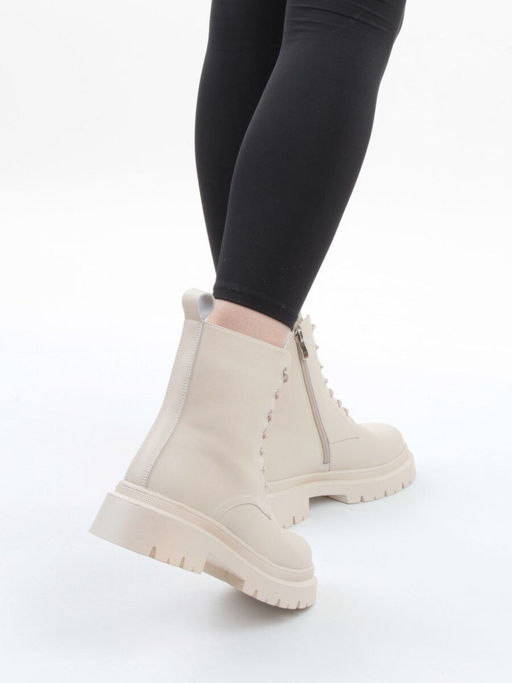 04-PAS70-2Z LT. BEIGE Ботинки зимние женские (натуральная кожа, 100% шерсть)