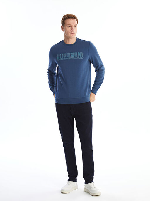 Bisiklet Yaka Uzun Kollu Bask?l? Erkek Sweatshirt - Waikiki фото 2