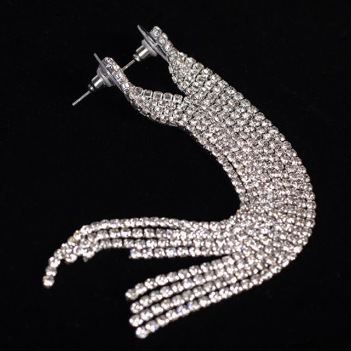 Серьги длинные со стразами 11,5 см / 181-6284 /уп 24/серебро - Галеонтрейд фото 6