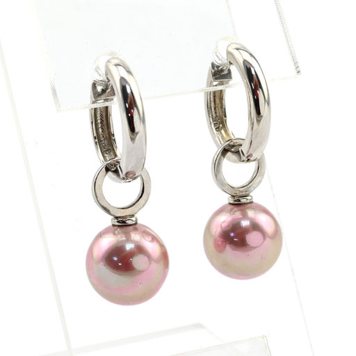 Серьги Трансформер с майоркой цв.кремовый, серебристые. - Радуга камня фото 4