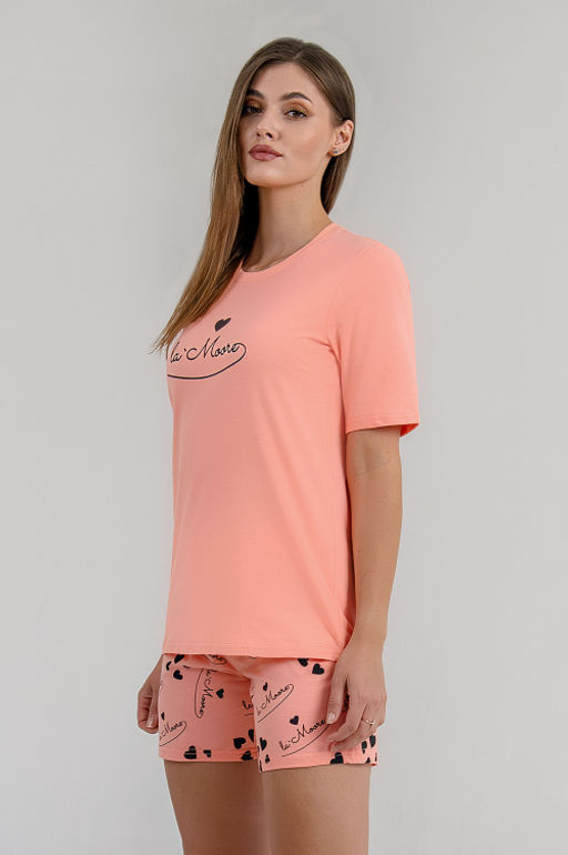 Арт. 9174 Пижама с шортами 42-50 (5 шт) Цвет:лососевый - Калинка фото 2