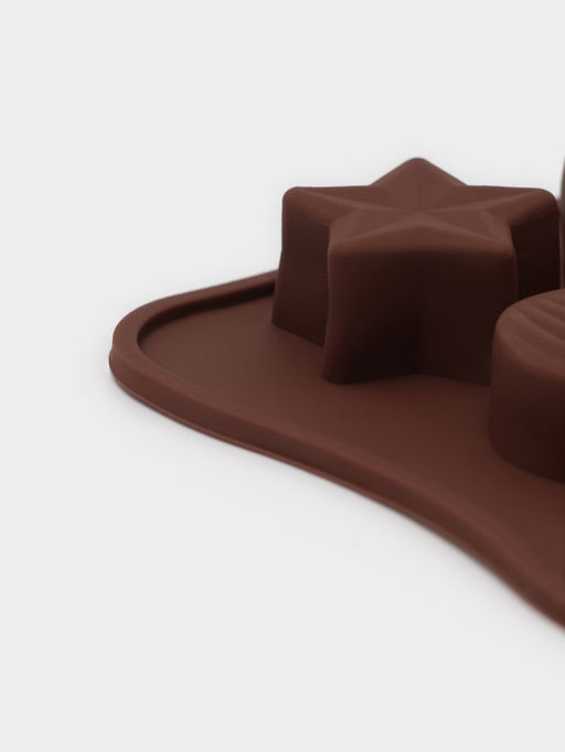 Форма для конфет и шоколада Доляна Звёзды, ракушки, сердца, силикон, 20.6?10.3 см, 15 ячеек, коричневая  фото 5