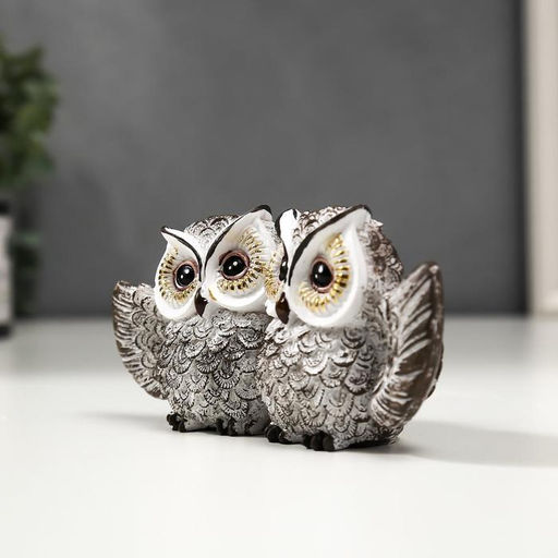 Фигурка полистоун «Совушки: объятия, с золотыми глазами», 6.5×13×3.5 см
