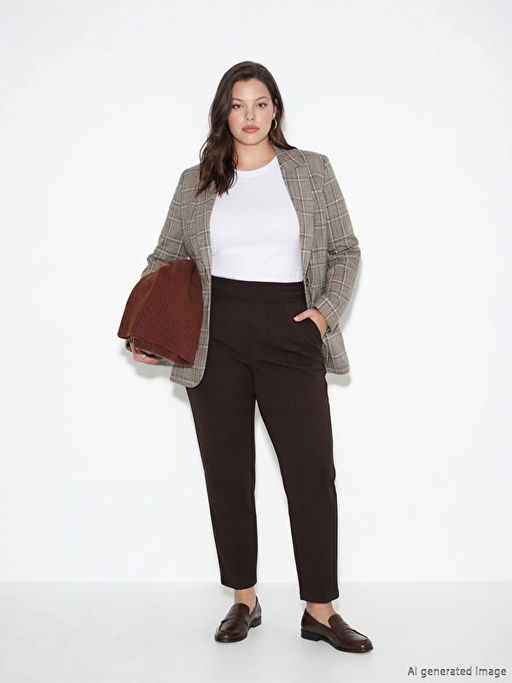 Beli Lastikli Krep Kad?n Pantolon