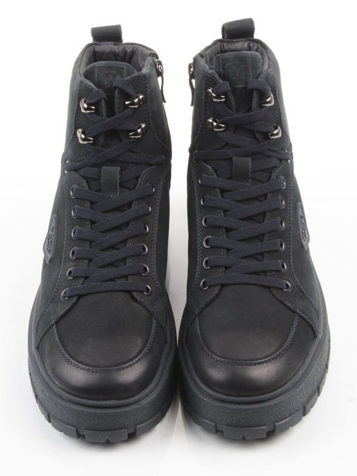 05-AW1002-6M DK. BLUE Ботинки зимние мужские (натуральная кожа, натуральный мех)