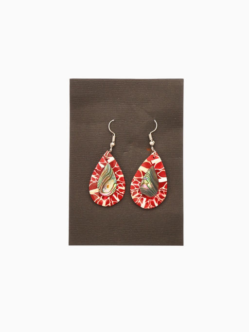 Серьги «Капельки», 5.5×2 см, ракушка, красные