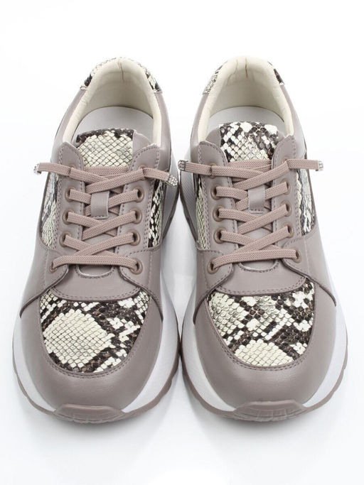 03-A847-11 GRAY/BROWN Кроссовки женские (натуральная кожа)