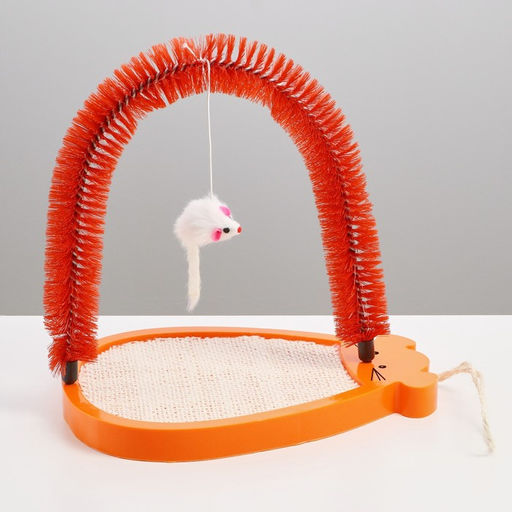 Комплекс для кошек с сизалевой когтеточкой, аркой-чесалкой и мышкой, коричневый - Пижон фото 2