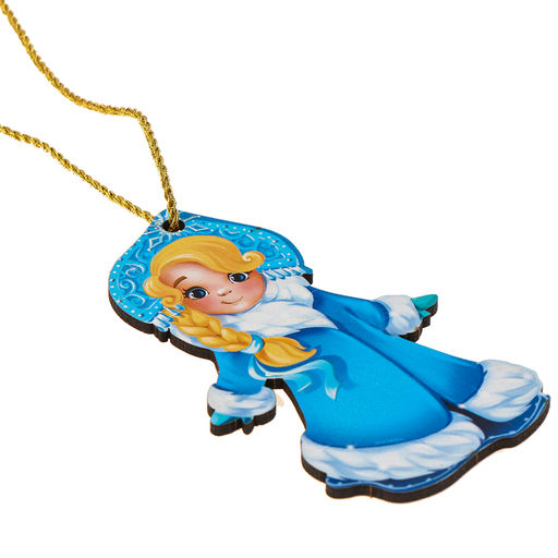 Цена за 4 шт. Ёлочная игрушка - подвеска деревянная Новый год! Снегурочка