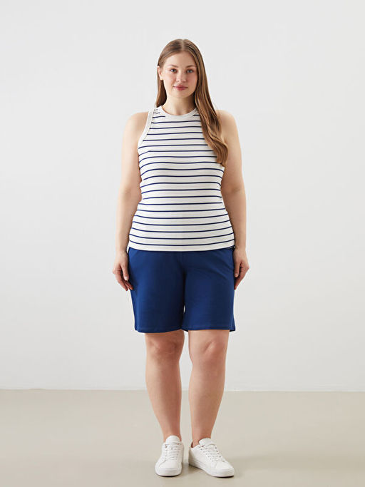 Bisiklet Yaka ?izgili Kad?n Atlet