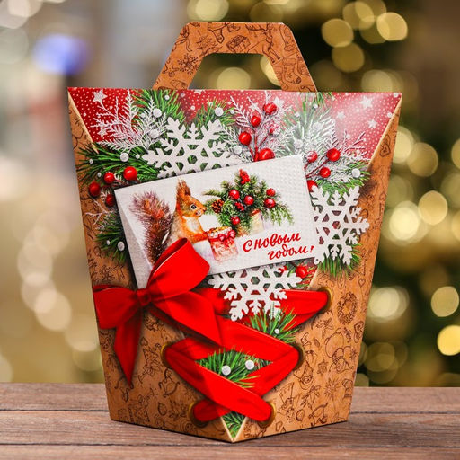 Цена за 5 шт. Подарочная коробка Новогодний презент, 19 х 13,5 х 20 см - Simaland фото 3