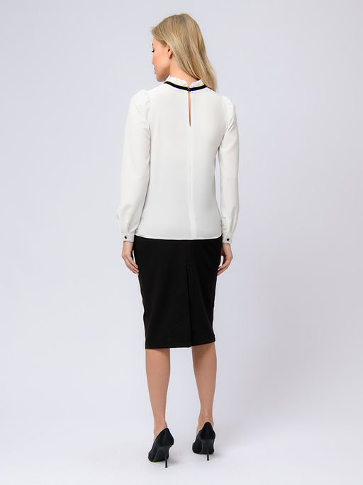 Блуза белая с длинными рукавами и бантом - 1001dress фото 3