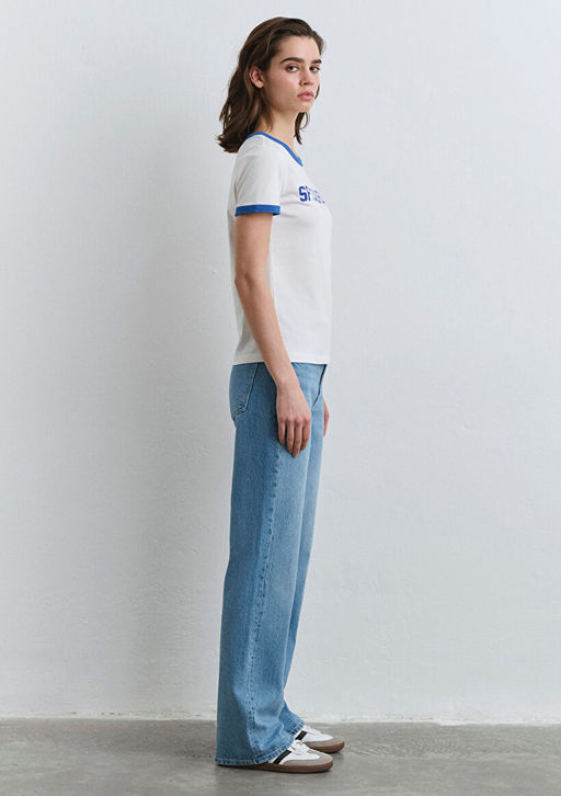 SF California Bask?l? Mavi Biyeli Beyaz Tisort фото 4