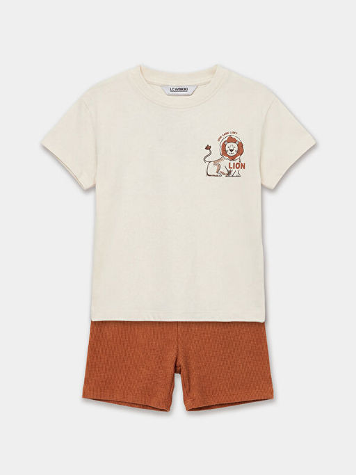 Bisiklet Yaka Bask?l? Erkek Bebek Ti??rt ve ?ort