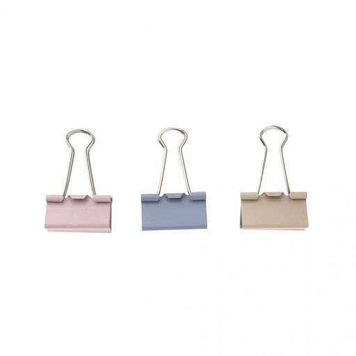 Зажим для бумаги 32мм металл, цвет - цветные, набор 24 штук, в пластиковой банке д9,8см h6,2см (Китай)