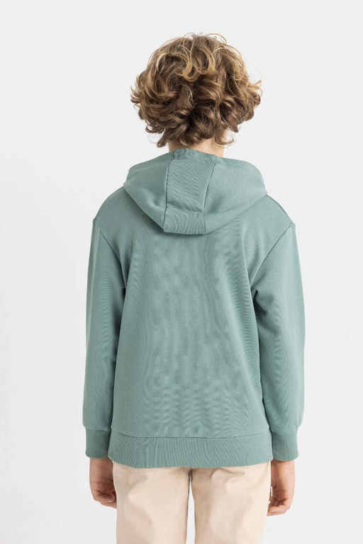 Школьная толстовка с капюшоном и принтом для мальчиков - Defacto фото 5