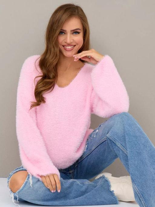 K13201 Джемпер (вязаный трикотаж) РОЗОВЫЙ