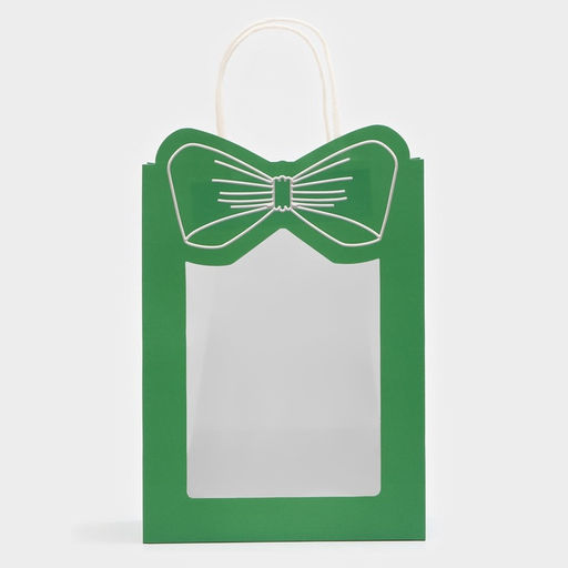 Цена за 2 шт. Пакет подарочный с окном «Бант», 19×26×13 см, зеленый