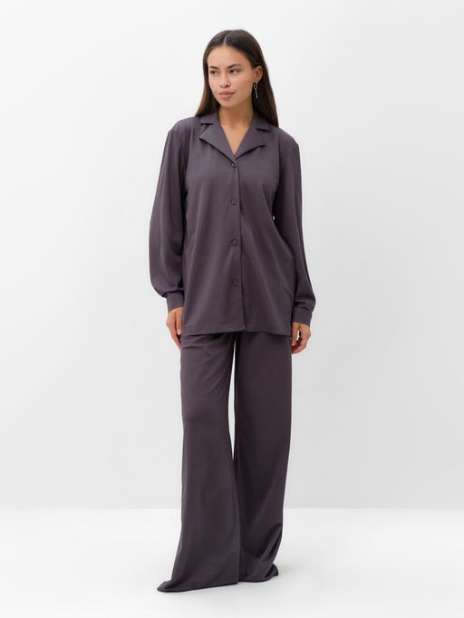 Костюм женский: рубашка, брюки, топ, KAFTAN Base, размер 46, графитовый