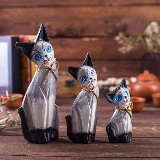 Сувенирный набор дерево "Кошечки с черным хвостиком" (20,15,12) 4х13х20 см