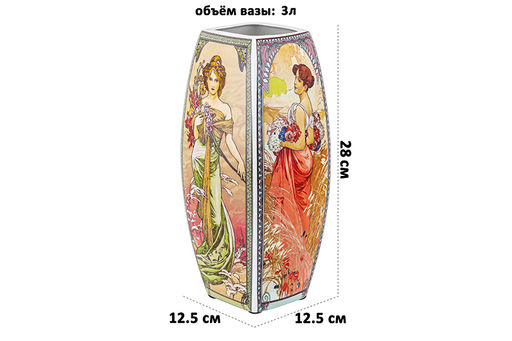 Ваза 3 л 12,5*12,5*28 см Времена года квадрат, NEW BONE CHINA - Elan gallery фото 2