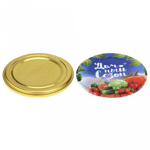 Крышка СКО1-82 Дачный сезон, для бытового консервирования, с уплотнителем, золото, жесть консервная пищевая ЭЖК 0,18мм, пищевой лак, ТУ 9697-001-61-661643-001, упаковка: термоусадочная пленка (Россия) - Домашняя мода фото 2