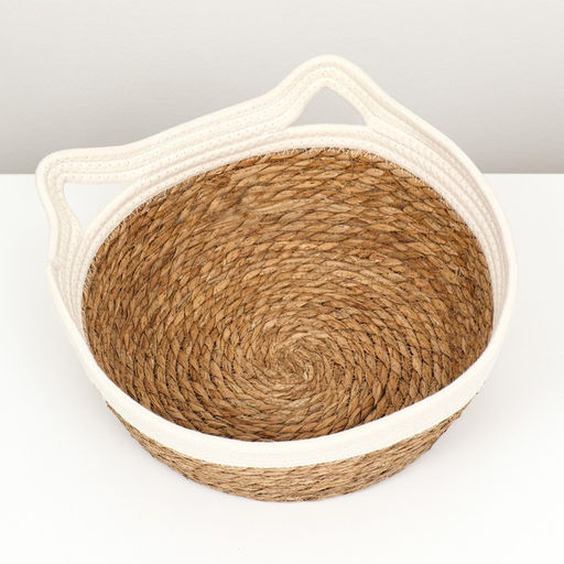 Экологичный лежак для животных (хлопок+рогоз), 35 х 27 х 13 см, вес до 8 кг, белая - Пижон фото 3