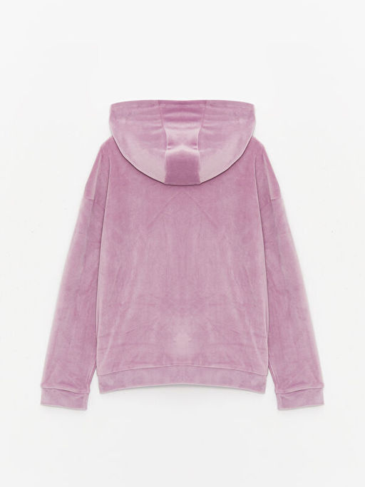 Kap??onlu Uzun Kollu K?z ?ocuk Kadife Sweatshirt ve Pantolon - Waikiki фото 3