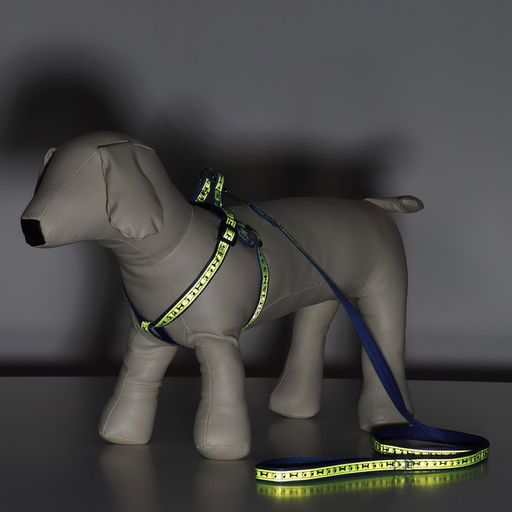 Комплект Косточки и лапки светоотражающий, поводок 120 х 1,5 см, ОГ 36-52 см, синий - Пижон фото 8