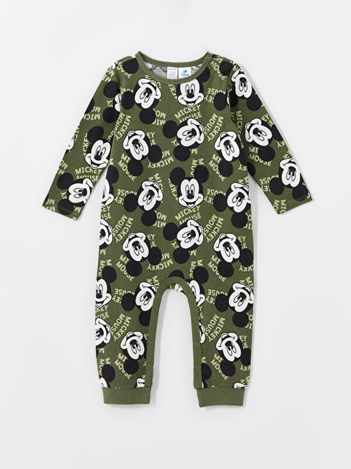 Bisiklet Yaka Mickey Mouse Bask?l? Erkek Bebek Tulum