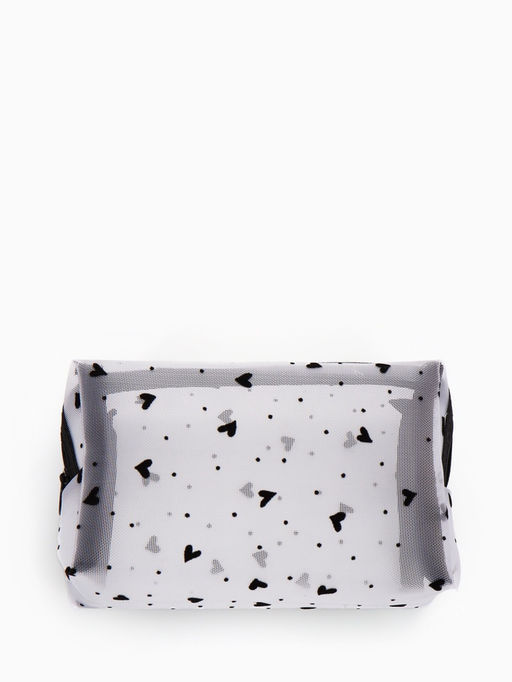 Косметичка дор Сердца, сетка 18*7,5*10, отд на молнии, белый