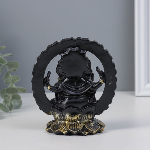 Нэцкэ фигурка «Ганеша в цветке», полистоун, 7.5×11×12.5 см