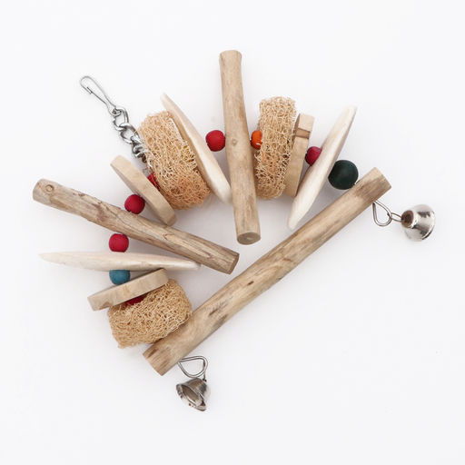 Игрушка для птиц с люфой и минеральным камнем, 20 х 15 см - Пижон фото 5