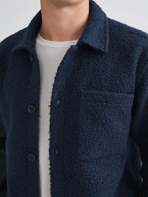 Regular Fit Uzun Kollu Pel?? Erkek G?mlek Ceket