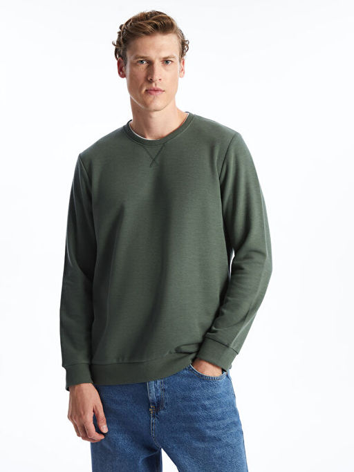 Bisiklet Yaka Uzun Kollu Erkek Sweatshirt